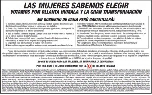 Aviso mujeres La Republica pag 25 20110601 300x187 Gobierno de Gana Perú garantizará la despenalización del aborto, señalan feministas en aviso pagado