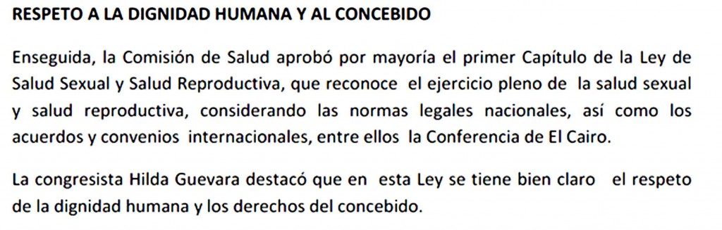 notadeprensa2 1024x327 Presidenta de la Comisión de Salud del Congreso se define pro aborto